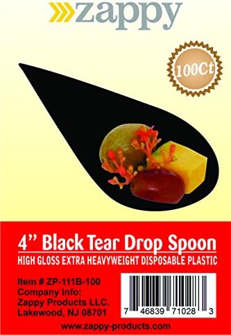 Zappy - 100 preto 4 polegadas 4 polegadas Roupa de lastro de plástico Aperto colher degustação colheres asiáticas colher