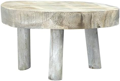 Cooperativo criativo Paulownia Wood Grey Wash Pedestal, cinza
