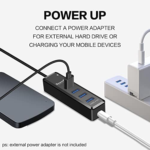 Smartq H302Pro USB C Hub, Hub USB 3.2 Super Speed ​​3-Port Speed ​​com 1 ft de cabo estendido [carregamento suportado],