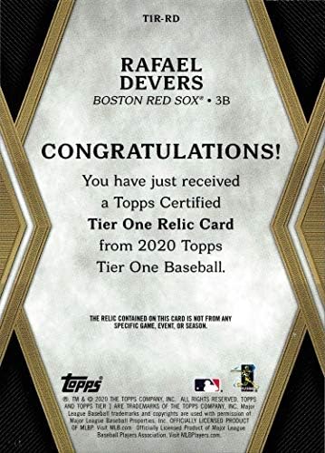 2020 TOPPS TIER ON RELICS T1R -RD RAFAEL DEVERS JOGO DESSENHO QUE RED SOX JERSEY BASEBOL CARD - Apenas 395 feitos!