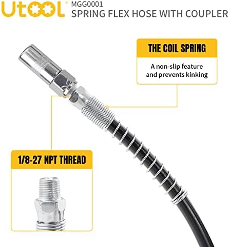 Mangueira flexível de primavera de 18 polegadas e acoplador normal para utool Grease Gun