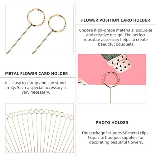 Homoyoyo Desktop Stand 50pcs Floral Place Holder Metal Wire Photo Memorando Pick Stick Round Favor Portador Para festa de aniversário