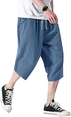 Junge 2023 shorts para homens moda de moda masculina calça de algodão Capri solto Cantura elástica de perna larga de perna