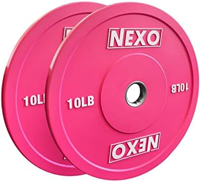 NEXO 10lb Placa de pára -choque de borracha rosa - acabamento fosco premium 2x 10lb Placas de peso de treinamento cruzado rosa