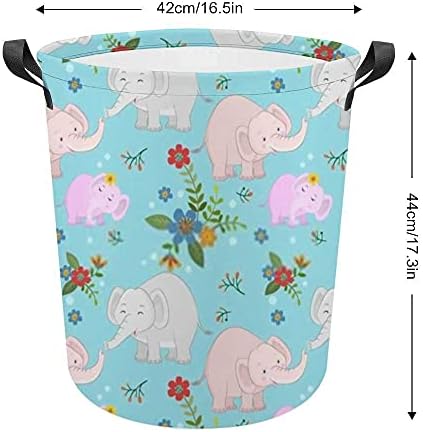 Colourlife Valia à prova d'água Lavanderia cesta de cesta de elefantes fofos Família em flores Jardim Jardim Toy Toy