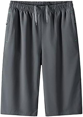 Kingaggo shorts para homens plus size calça lisa calça curta de calça rápida calça de tamanho grande de grandes dimensões da cintura elástica calça masculina no verão com bolso preto tamanho cinza m a 7xl