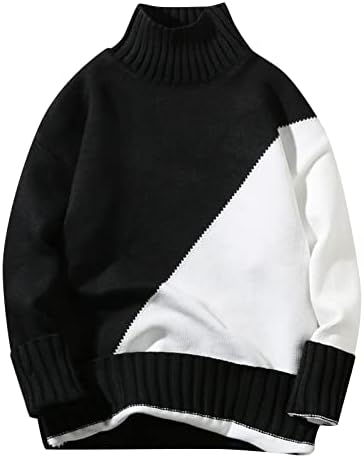 Mens Sweater Casual Manga Longa Contraste o Pescoço redondo o suéter masculino Pullover solto puxar para homens