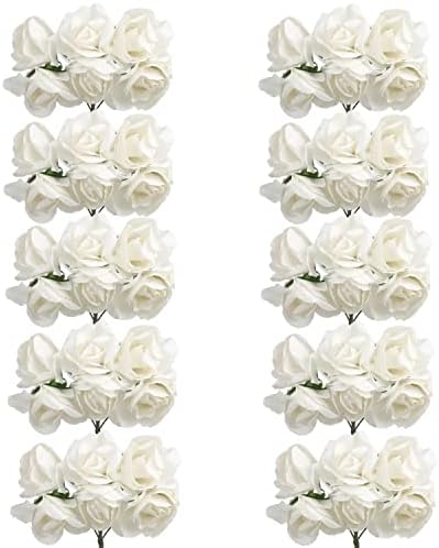 CCINEE 144pcs mini flores de papel, papel de amoreira de 30 mm 1.2 flor de rosa artificial com haste para projetos de artesanato de bricolage decorações de recortes