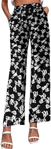 Calça feminina míshui tamanho 16 calças femininas casuais de perna larga calças esvoaçantes casuais com calças de corrida de algodão para mulheres