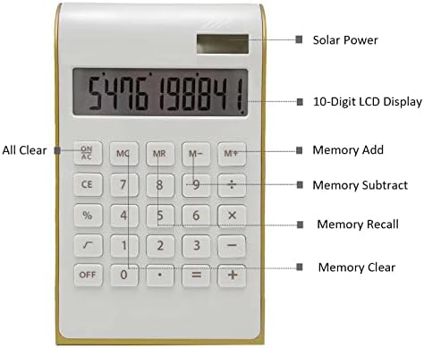 Calculadoras, Benkaim Gold Calculator Desk, Gold Office Desk Acessórios, calculadora de mesa básica padrão com exibição