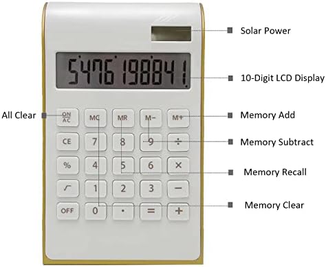 Calculadoras, Benkaim Gold Calculator Desk, Gold Office Desk Acessórios, calculadora de mesa básica padrão com exibição de 10 dígitos LCD, material de escritório para mulheres