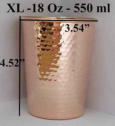 Copperbull mais grosso mais pesado martelado 1 mm Concher Copper Conjunto para água Moscou Mule Ayurvédica Cura, 18 oz