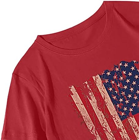 4 de julho camisetas camisetas para mulheres de manga curta v túnica de pescoço túnica americana bandeira listras tie-dye camisetas