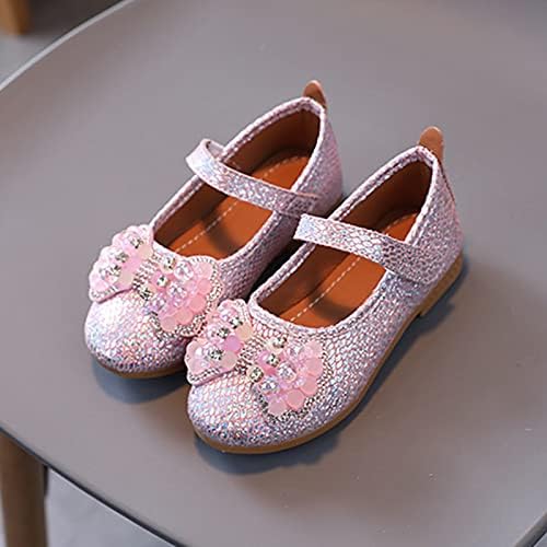 Baby Girls Dress Sapatos Mary Jane Jane Casamento Damas de honra Casual Slip em lantejoulas Sapatos escolares de festa