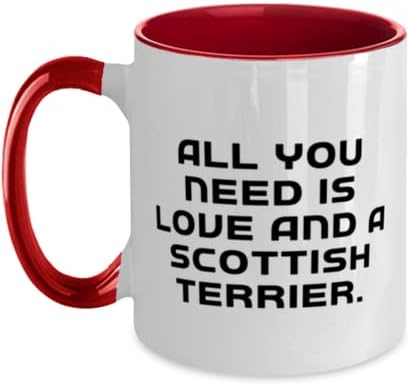 Tudo o que você precisa é de amor e um terrier escocês. Caneca de dois tons de 11 onças, copo de cachorro escocês