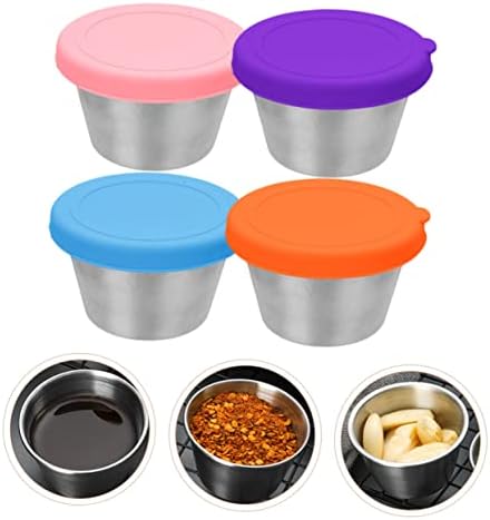 Bestonzon 20 PCs Condimento Molho de tampas para o recipiente doméstico de congelador conveniente com copos de armazenamento Recipientes de salada de alimentos aço de aço multifuncional pratos de aço inoxidável