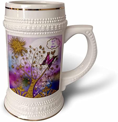 3drose Deus é uma cor vibrante de cor vibrante jardim e arte - 22oz de caneca de Stein