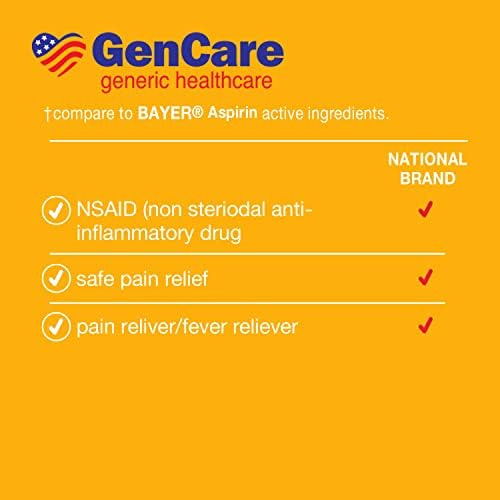 GENCARE - ASPIRIN DOR REIVIDOR 81 mg de baixa dose de baixa dose | Pílulas de aspirina revestidas com alívio da dor segura