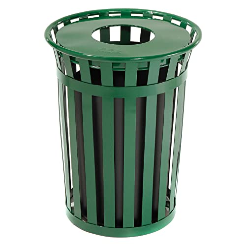 Receptáculo de desperdício de metal ao ar livre de 36 galões de 36 galões, verde, verde