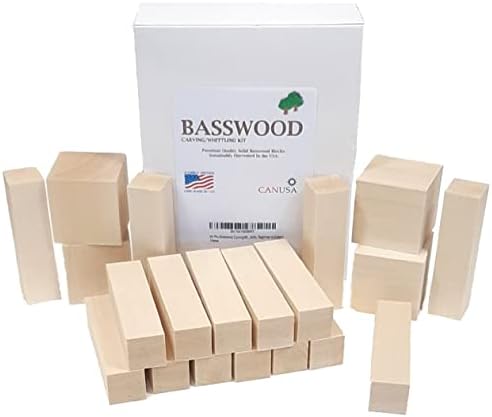 Basswood suave premium de 20 peças para escultura ou balhas. Wisconsin USA Blocos de madeira inacabados para Whittling e escultura