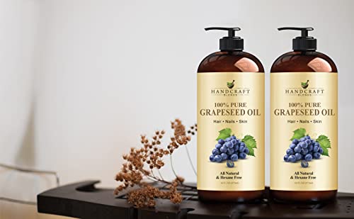 Óleo de uva artesanal - puro e natural - óleo transportador terapêutico premium para aromaterapia, massagem, pele e cabelo hidratantes - enorme 16 fl. Oz
