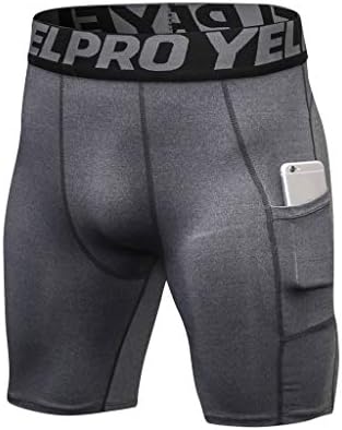 Shorts de compressão esportiva masculina para treinar calças esportivas de fitness de exercícios para fitness com bolsos