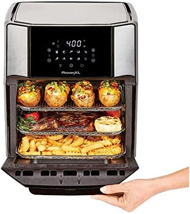 Powerxl 12 litros com fritadeira de 7 em 1 forno de ar preto em aço inoxidável