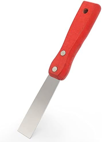 Faca de massa de massa, ferramenta de raspador de aço inoxidável de 1 polegada, facas de metal maçaneta de madeira para metal