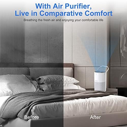 Purificadores de ar para o quarto com três filtros para pó de pólen de fumaça cheiro de cabelo na sala de estar do escritório e cozinha
