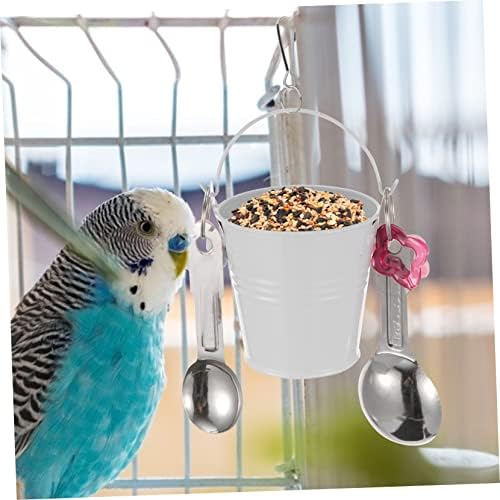 Jardeira de pássaro alimento Copo de aço inoxidável bandeja de aço que serve bandeja de esquilo alimentador de pássaro gaiola alimentador