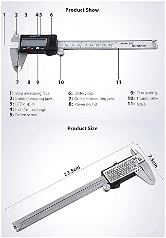 Quul 0-150mm/6 Castamento de metal digital pinça vernier micrômetro eletrônico de compasso digital Medidor de medição