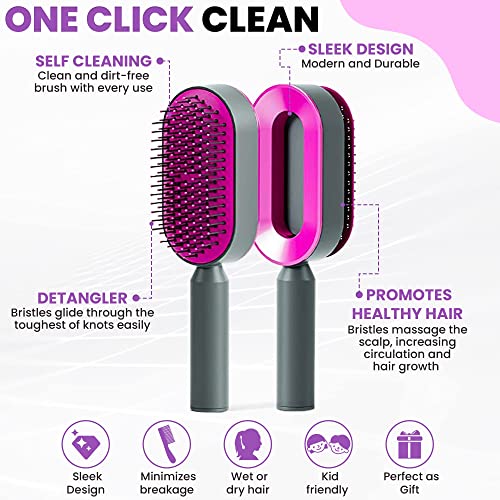 Escova de cabelo de limpeza automática para mulheres, crianças - escova de cabelo para cabelos encaracolados, grossos, retos, finos, úmidos ou secos - pincel e massageador do couro