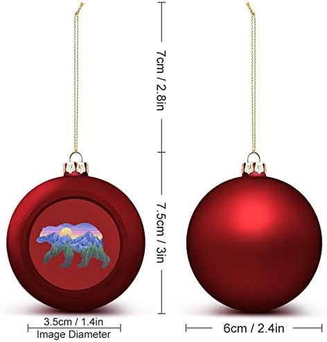 Bola de Natal do Urso de Sunset Ornamentos suspensos à prova de quebra para decorações de festa na lareira da árvore de Natal 4pcs