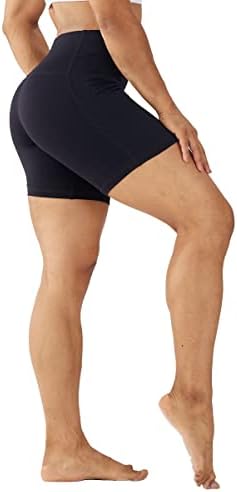 Lovesfoft Women Feminino de 5 Chaços High Biker Workout Yoga Running Gym Compression Spandex Volletball Shorts com bolsos laterais