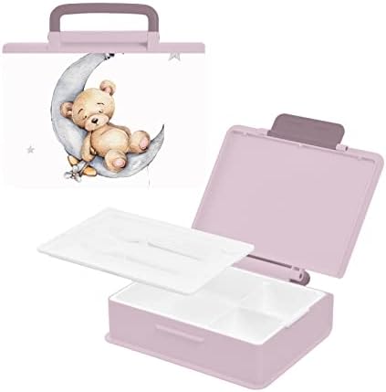 Alaza Bear Moon Star Bento Lunch Box Free BPA à prova de vazamentos Recipientes com Fork & Spoon, 1 peça