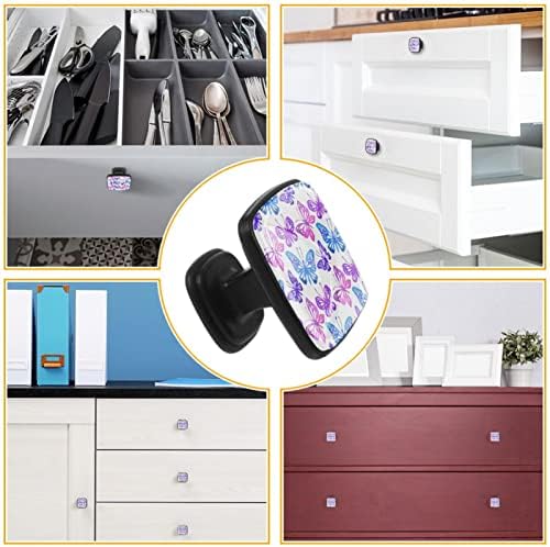 4 peças Cabinete botões Aquarela Puxadores de gavetas de borboletas para armário de banheiro de armário de cozinha Cômoda
