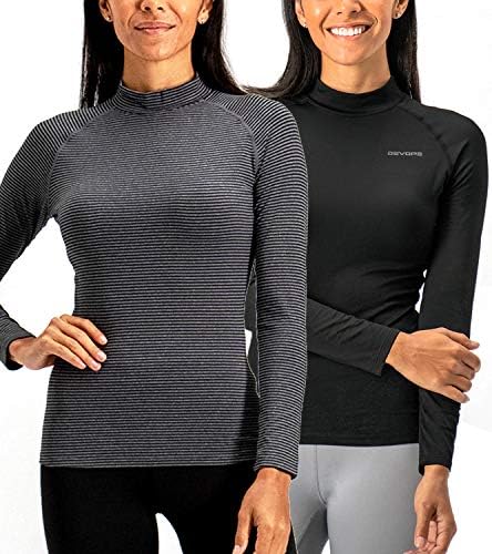 DevOps feminino 2 pacote de tartaruga térmica Camisas de manga comprida Tops BaseLayer Tops