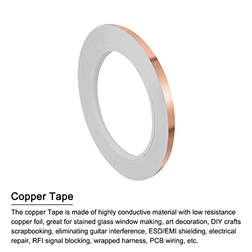 Fita de cobre Patikil 0,24 polegadas x 21 jardas 0,05 Fita de cobre de espessura Fita adesiva condutora de um lado para a proteção