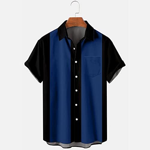 Camisas de boliche de bifuton para homens, camisas havaianas para homens em forma de manga curta de manga curta camisas