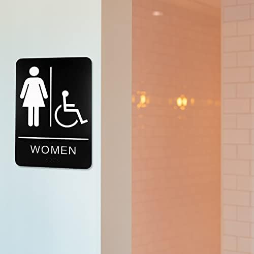 Sinal de banheiro para negócios - placa de banheiro em Braille compatível com fita dupla face para proteger perfeitamente