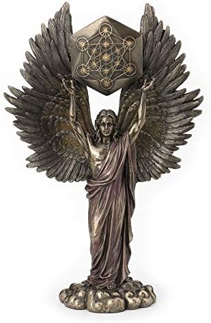 Veronese Design Arcanjo Metatron que segura a estátua de cubo de geometria sagrada