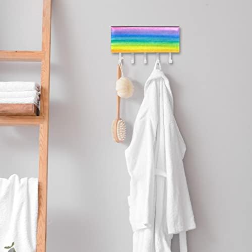 Pintura de arco -íris colorida em aquarela, suporte para parede com organizador de correio, rack de chave autônoma com 5 ganchos, decoração decorativa para casa para entrada da porta da cozinha do banheiro