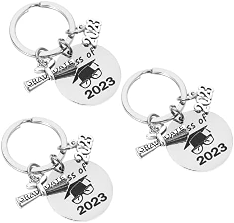 Bestoyard 3pcs 2023 temporada de graduação Keychain Pingente de aço inoxidável key metal anel de metal chave de graduação Favorias