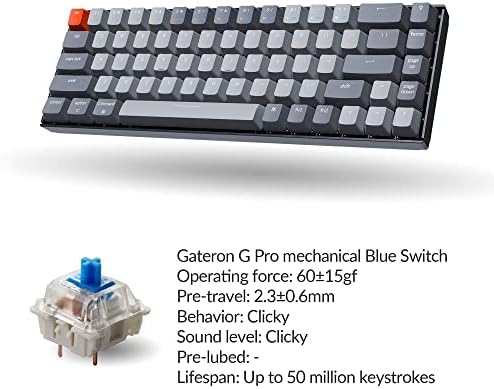 Teclado teclado K6 Teclado mecânico 65% compacto 68 teclado para jogos sem fio, RGB Backlight Bluetooth 5.1/teclado