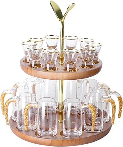 Krivs Wood Coffee Canejador de caneca de rack de copo de copo de vidro prateleira de bancada para ganchos de barra de cozinha