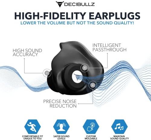 Decibullz Moldado Custom Alta Fidelidade Os ouvidos para concertos, músicos e sensibilidade ao ruído