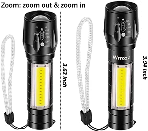 Lanterna led de wrrozz lanterna recarregável USB Torch mini pequena luz super brilhante, minúscula luz de bolso portátil com luminagem lateral de cobra alto lúmens lúmens acessórios de acampamento de emergência zoomable 2 pacote 2 pacote