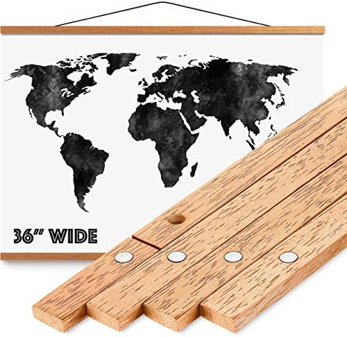 XL arranhando o mapa do mundo com quadro - 36 x 24 - Fácil de enquadrar mapa do mundo + cabide de madeira projetado para viajantes