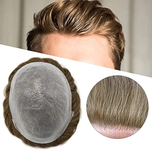 Toupee for Men Hair System Substituição masculino Hair Human Human Poly Poly Pol Pu 0,04mm Skin fino masculino