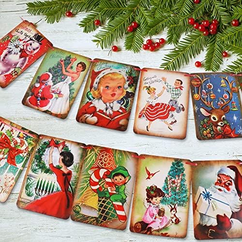 Decorações de Natal Banner de Natal Vintage Style, tradicional estilo de natal vintage Victorian Bunting, estilo vintage Decorações